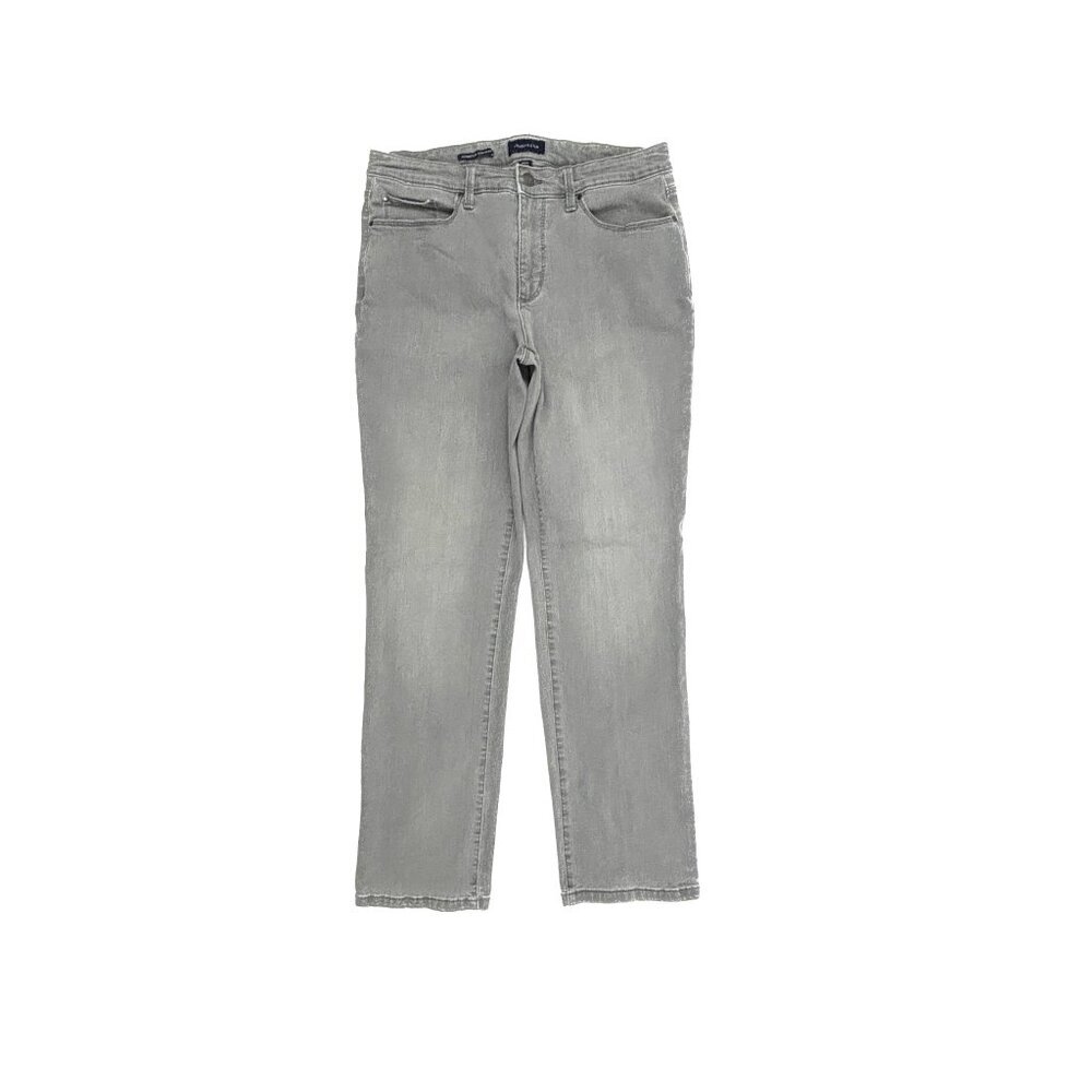 Charter Club Lexington Straight Jeans Women 10P Gray Denim‎ Mid Rise 10297